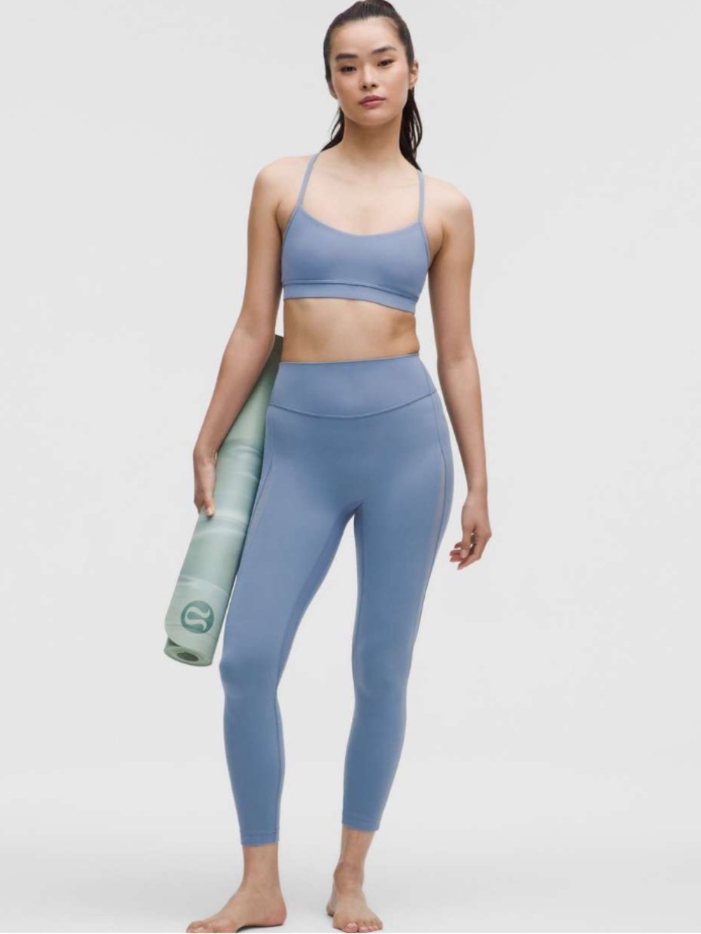 Lululemon Nulu High-Rise Mesh-Panel Tight 25" Washed Denim Sz 0